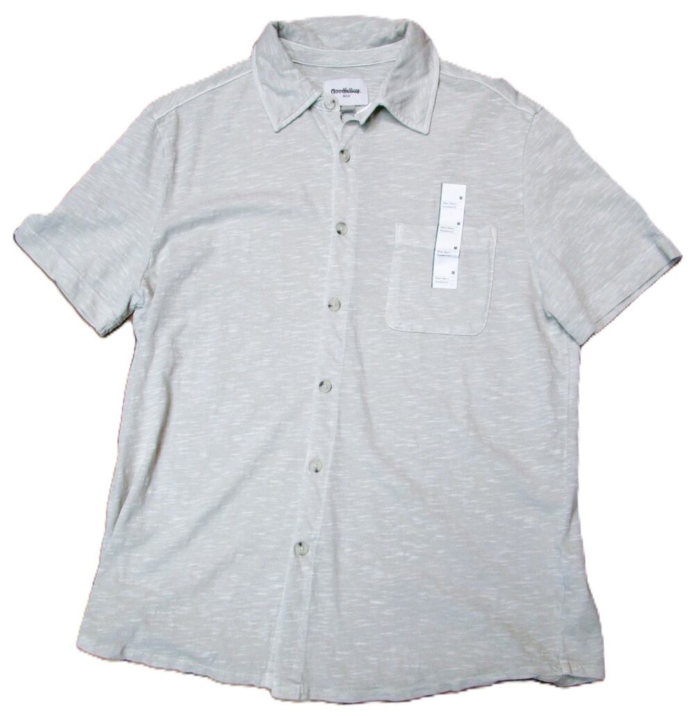 Goodfellow & Co Men’s Short Sleeve Button‑Down Shirt Size Medium Light Gray